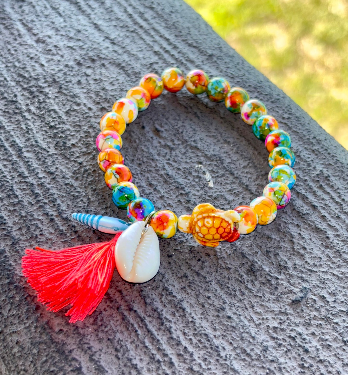 Sea Turtle Single Beaded Bracelet (choose color)