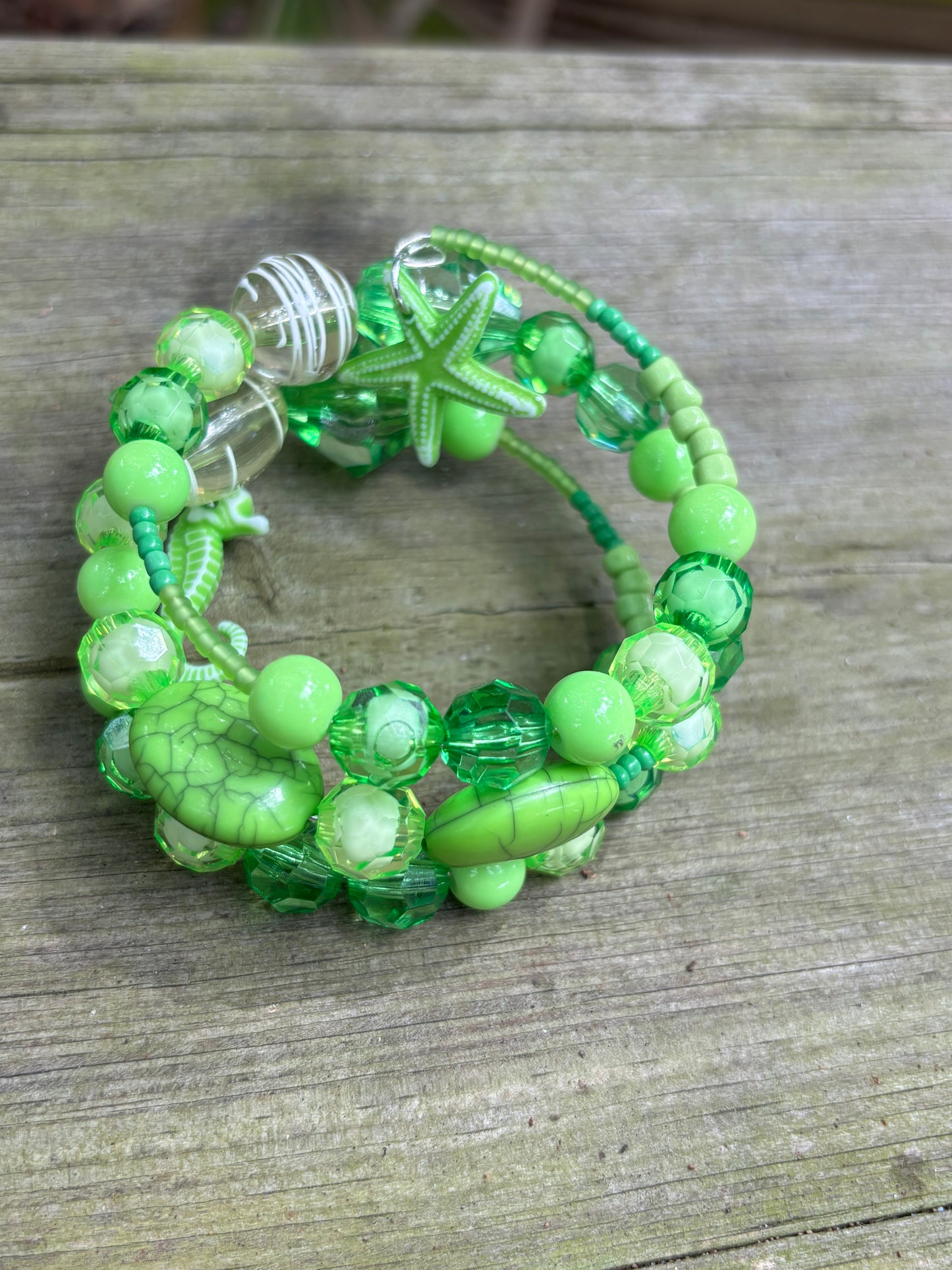 Key Lime - Beachy Boho Wire Wrapped Bracelet Stack