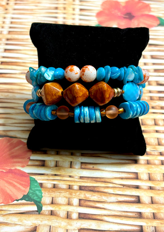 Sunrise On The beach - Beachy Boho Stacked Beaded Bracelets