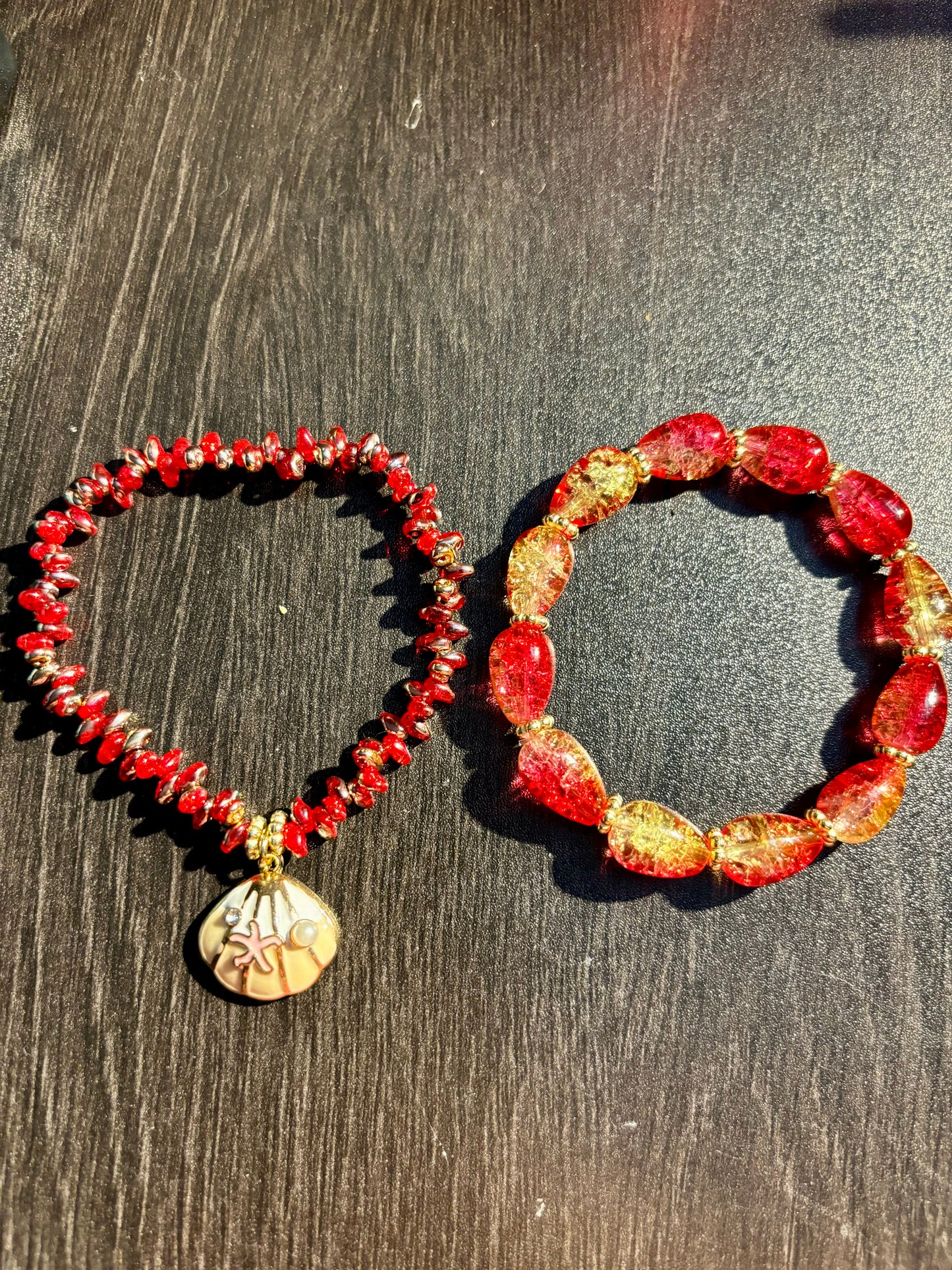 Scarlet Wave - Beachy Boho Stacked Beaded Bracelets