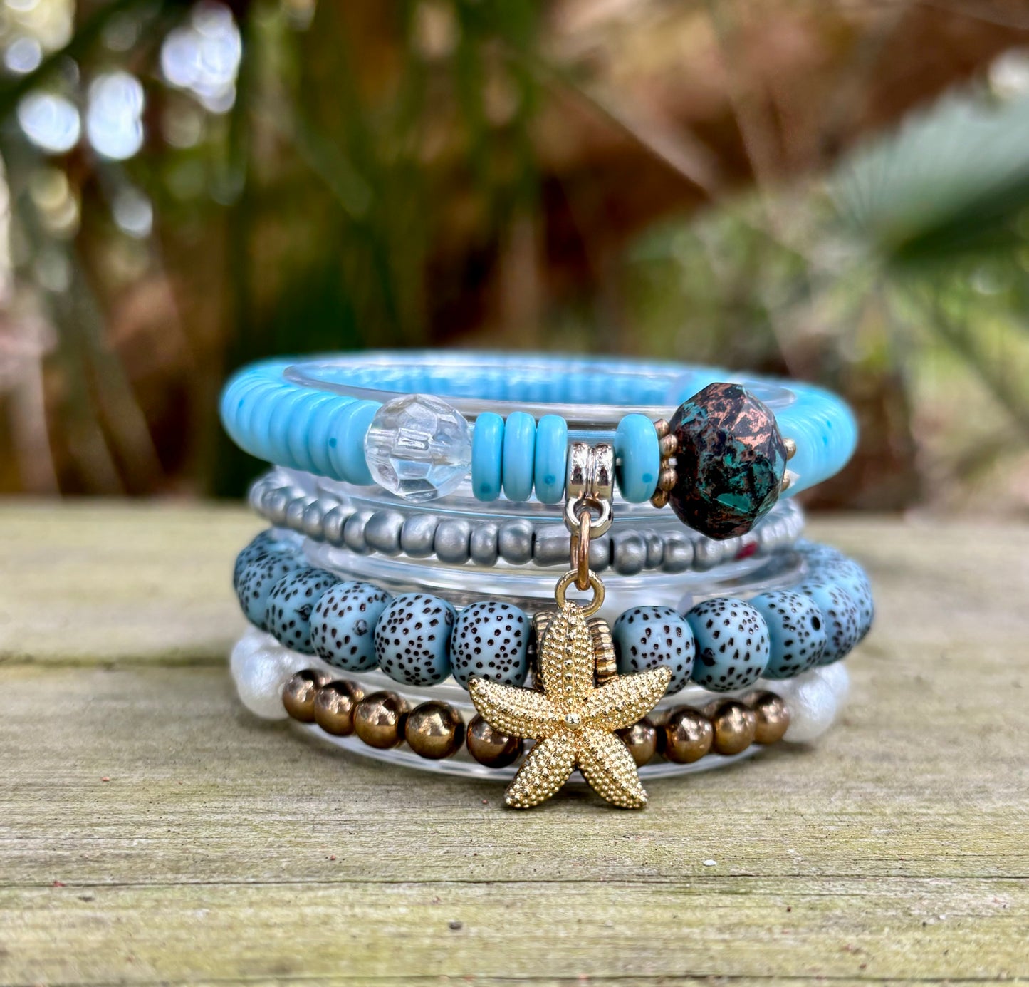 Seaside Vibes - Stack of 4 Beachy Boho Bracelets