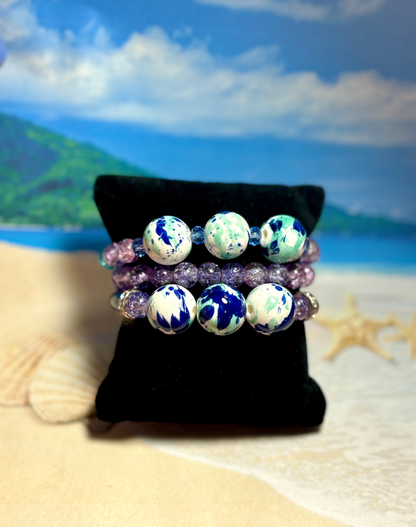 Blue Lagoon - Beachy Boho Set of 3 Stacked Bracelets