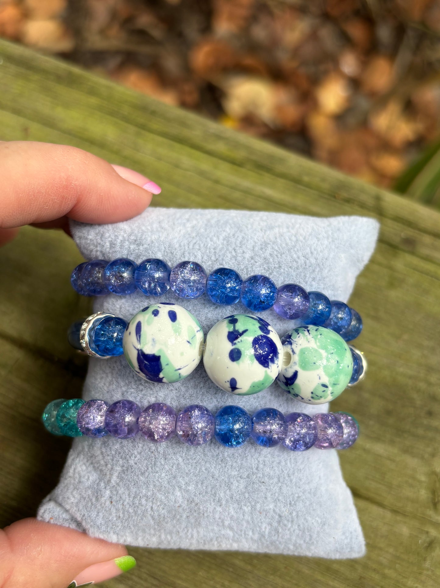 Blue Lagoon - Beachy Boho Set of 3 Stacked Bracelets