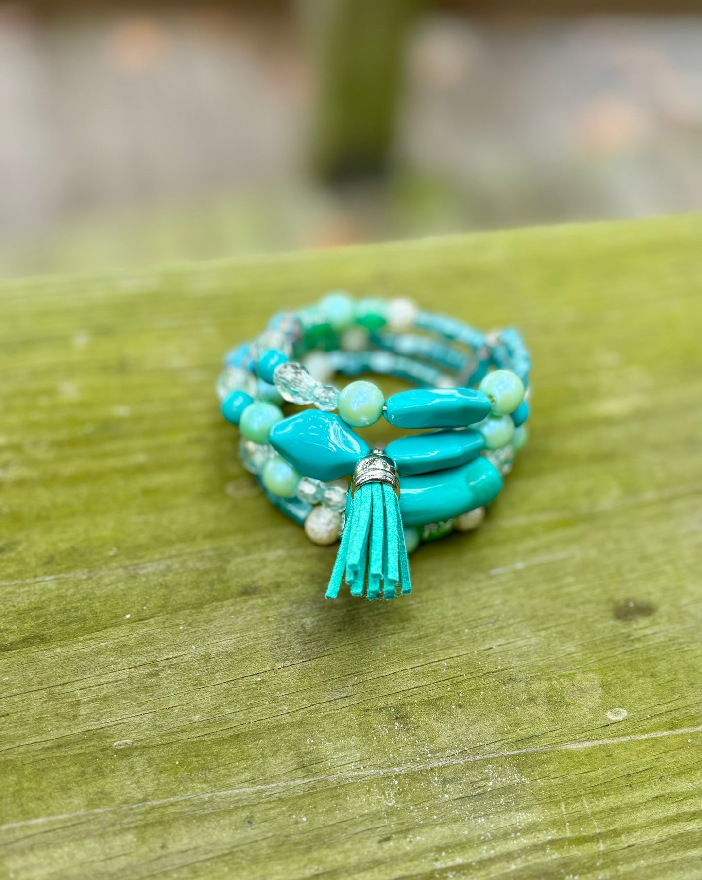 Turquoise Waters - Beachy Boho Wire Wrapped Bracelet Stack