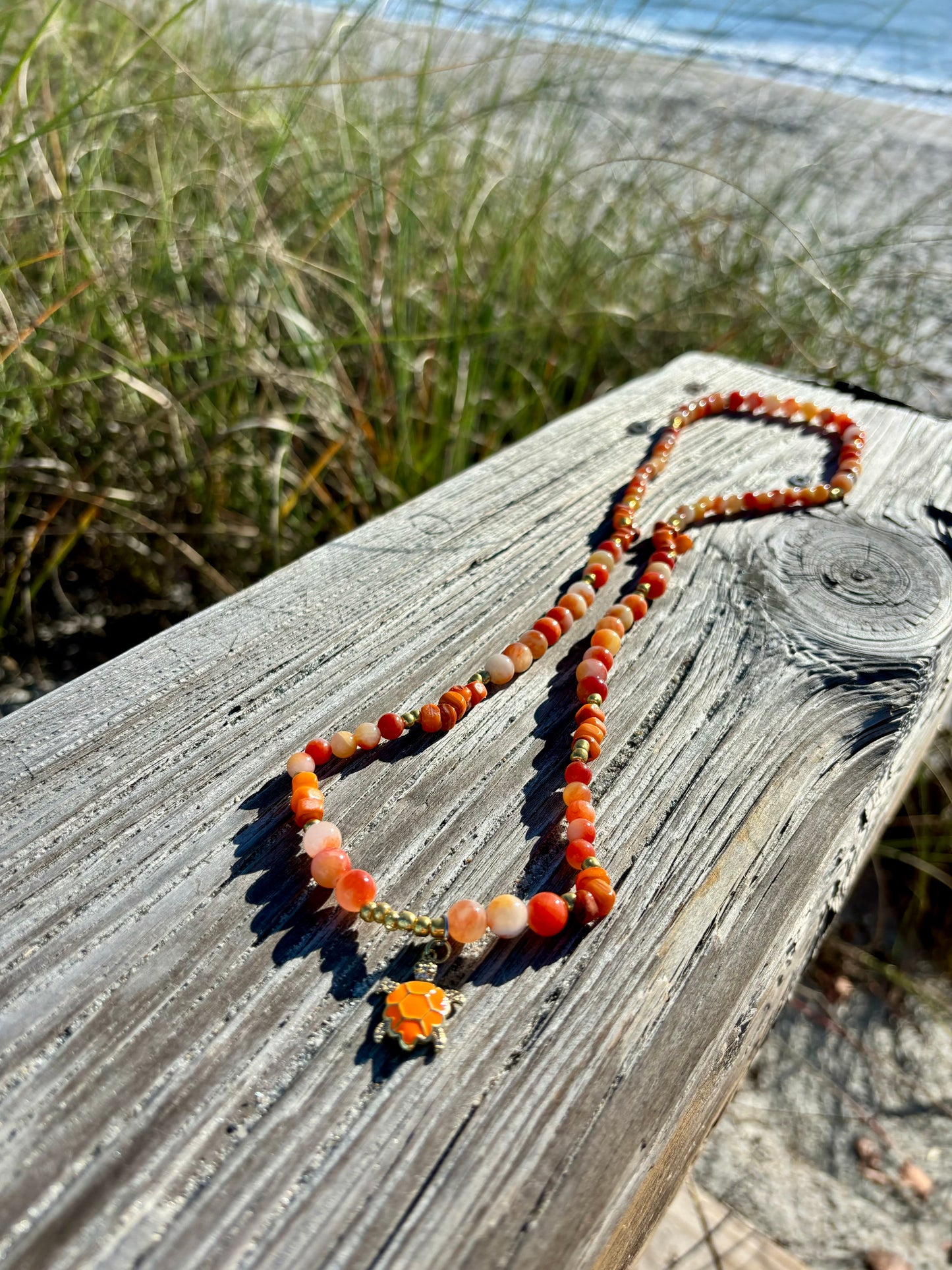 Sea Turtle - Long Beaded Necklace