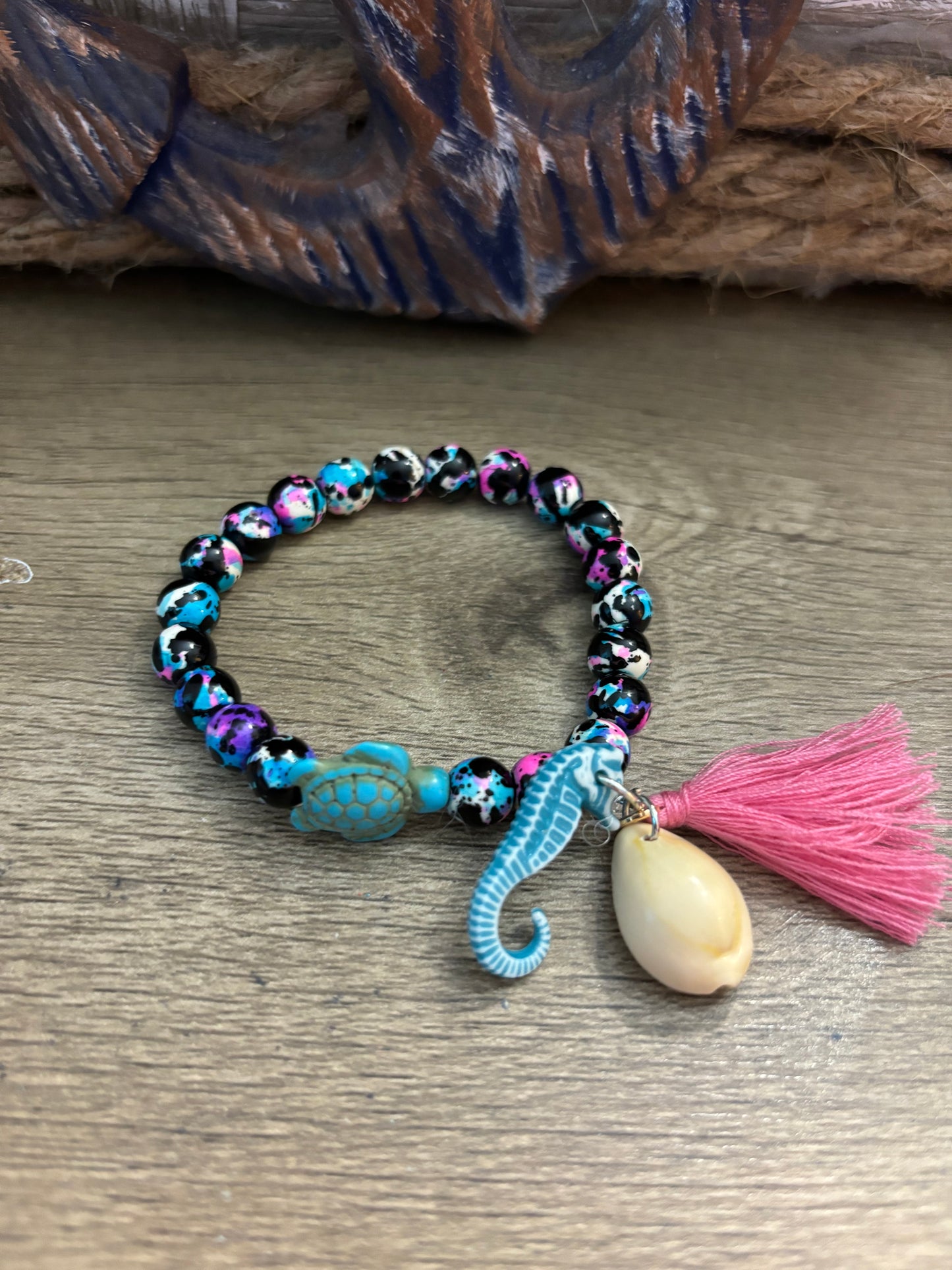 Sea Turtle Single Beaded Bracelet (choose color)