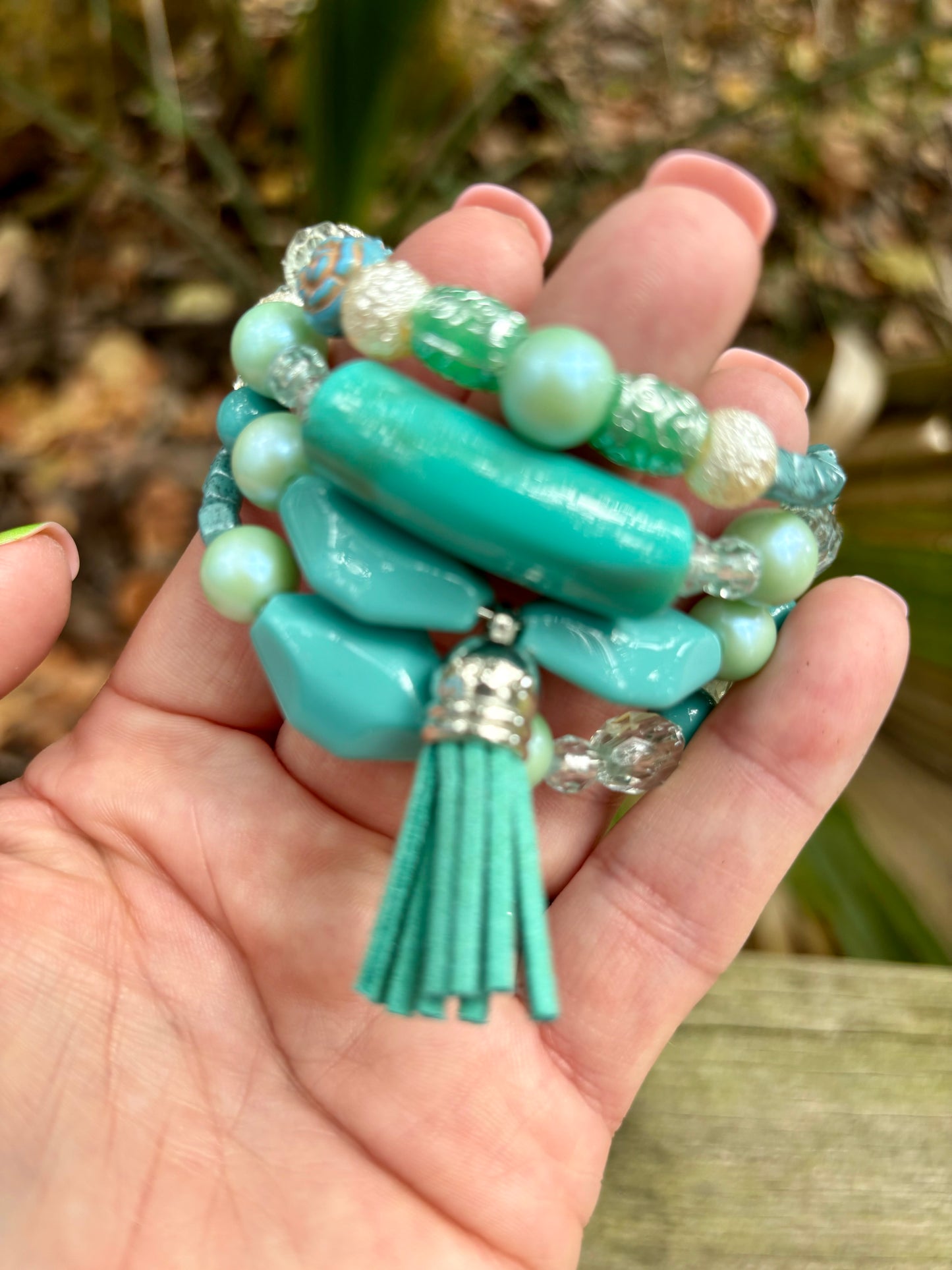 Turquoise Waters - Beachy Boho Wire Wrapped Bracelet Stack