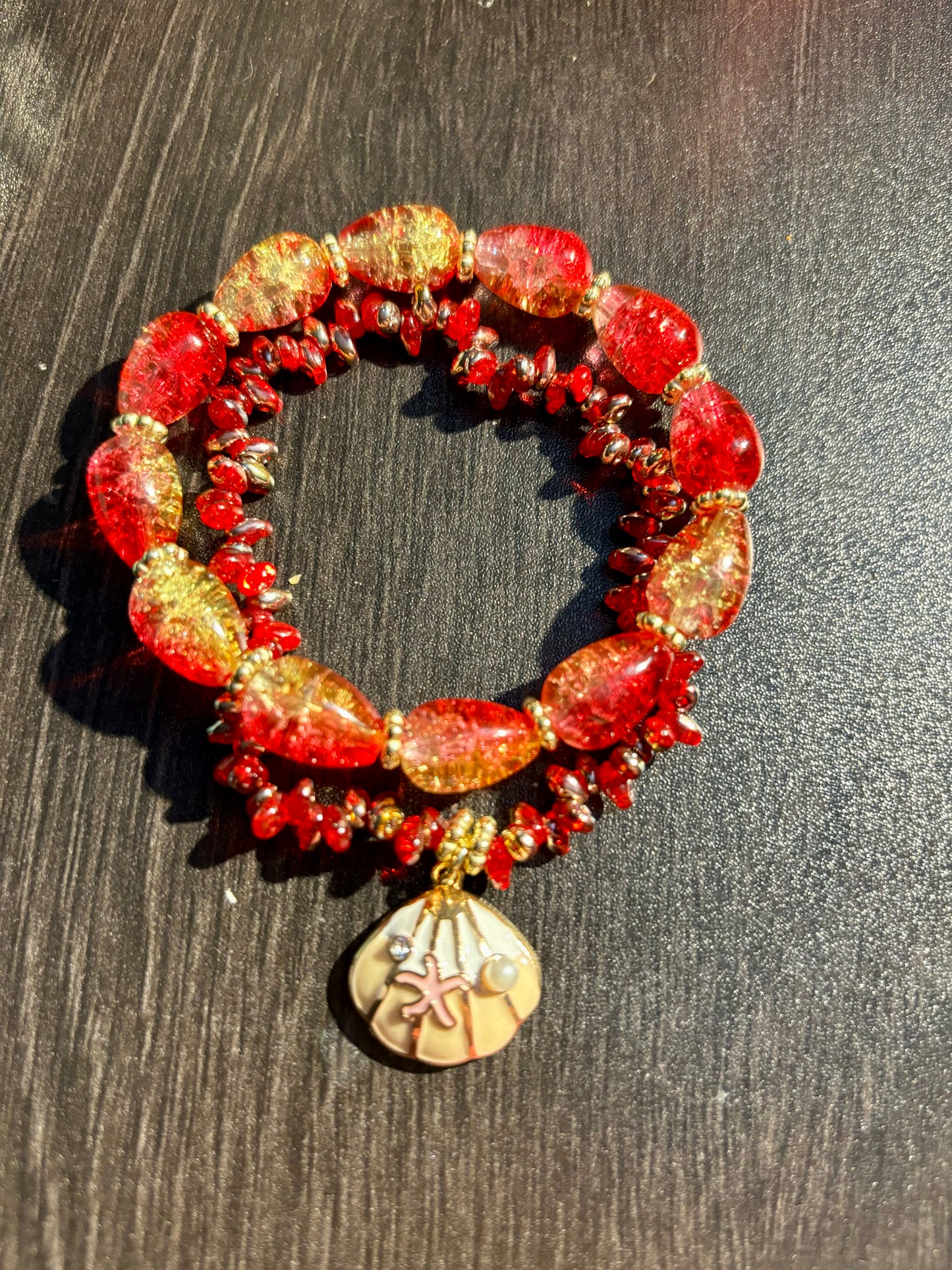 Scarlet Wave - Beachy Boho Stacked Beaded Bracelets