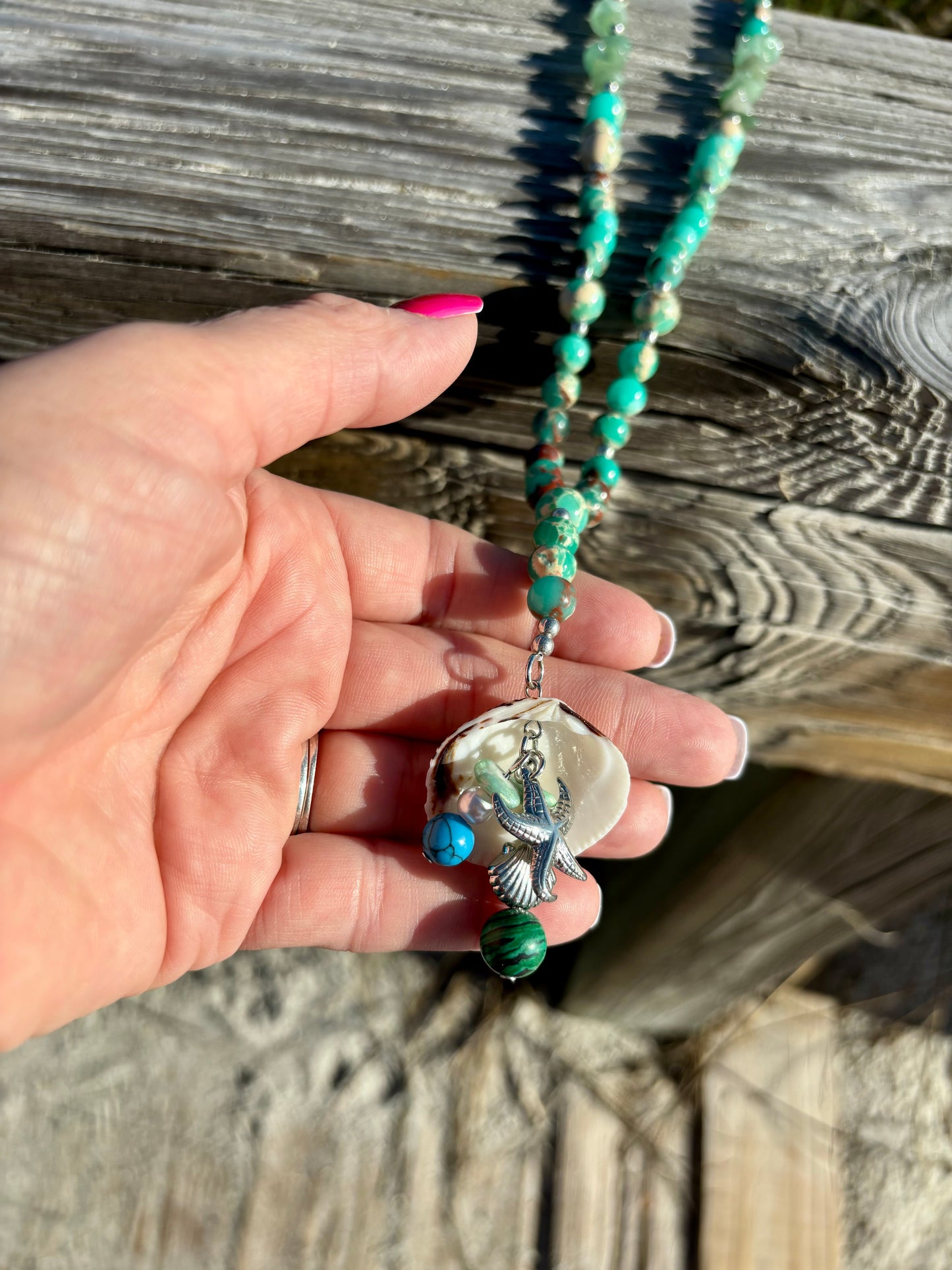 Shells On The Beach - Long Beaded Necklace