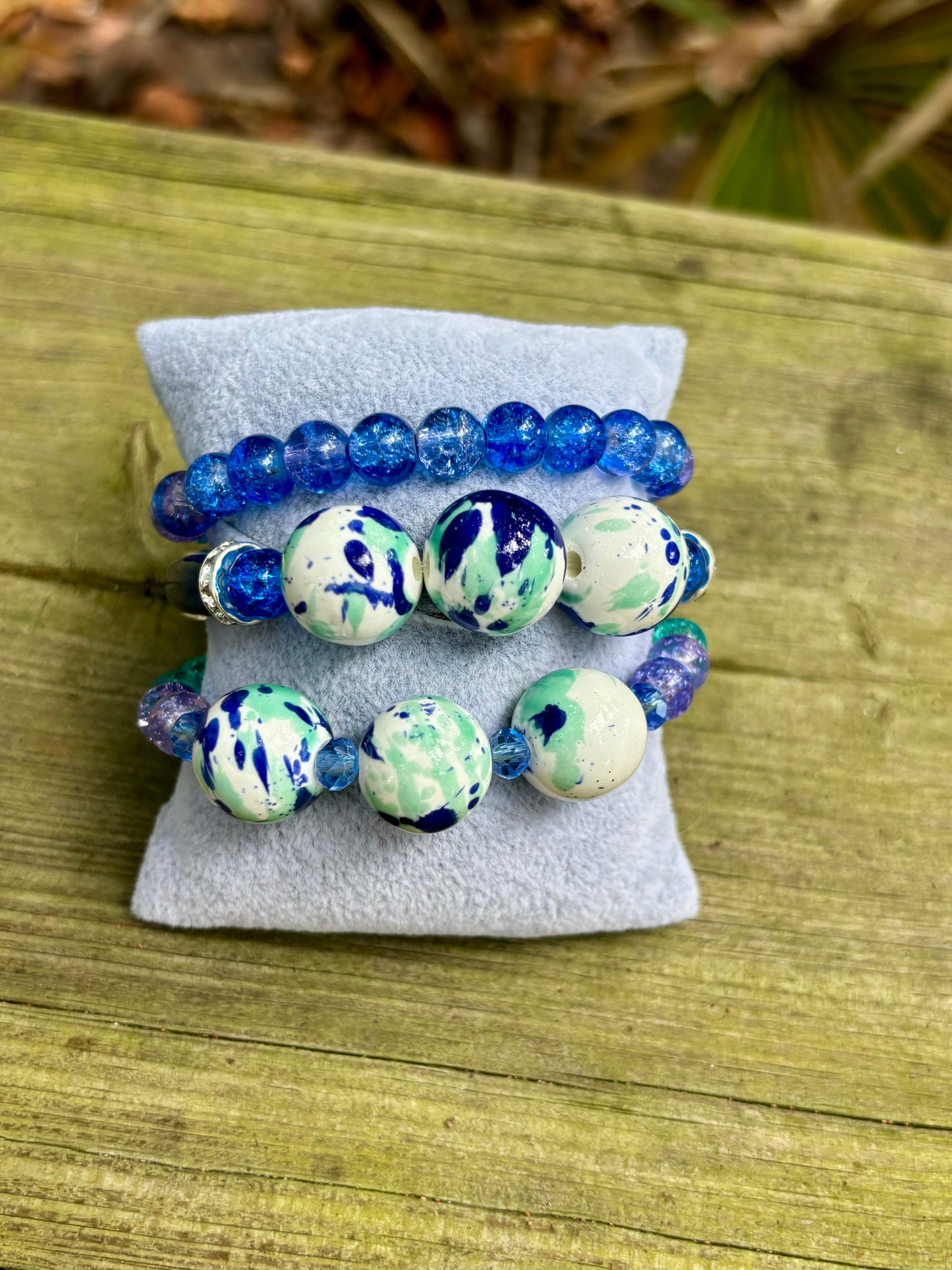 Blue Lagoon - Beachy Boho Set of 3 Stacked Bracelets