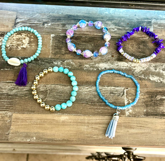 Summer Sky - Beachy Boho Stacked Bracelet Set