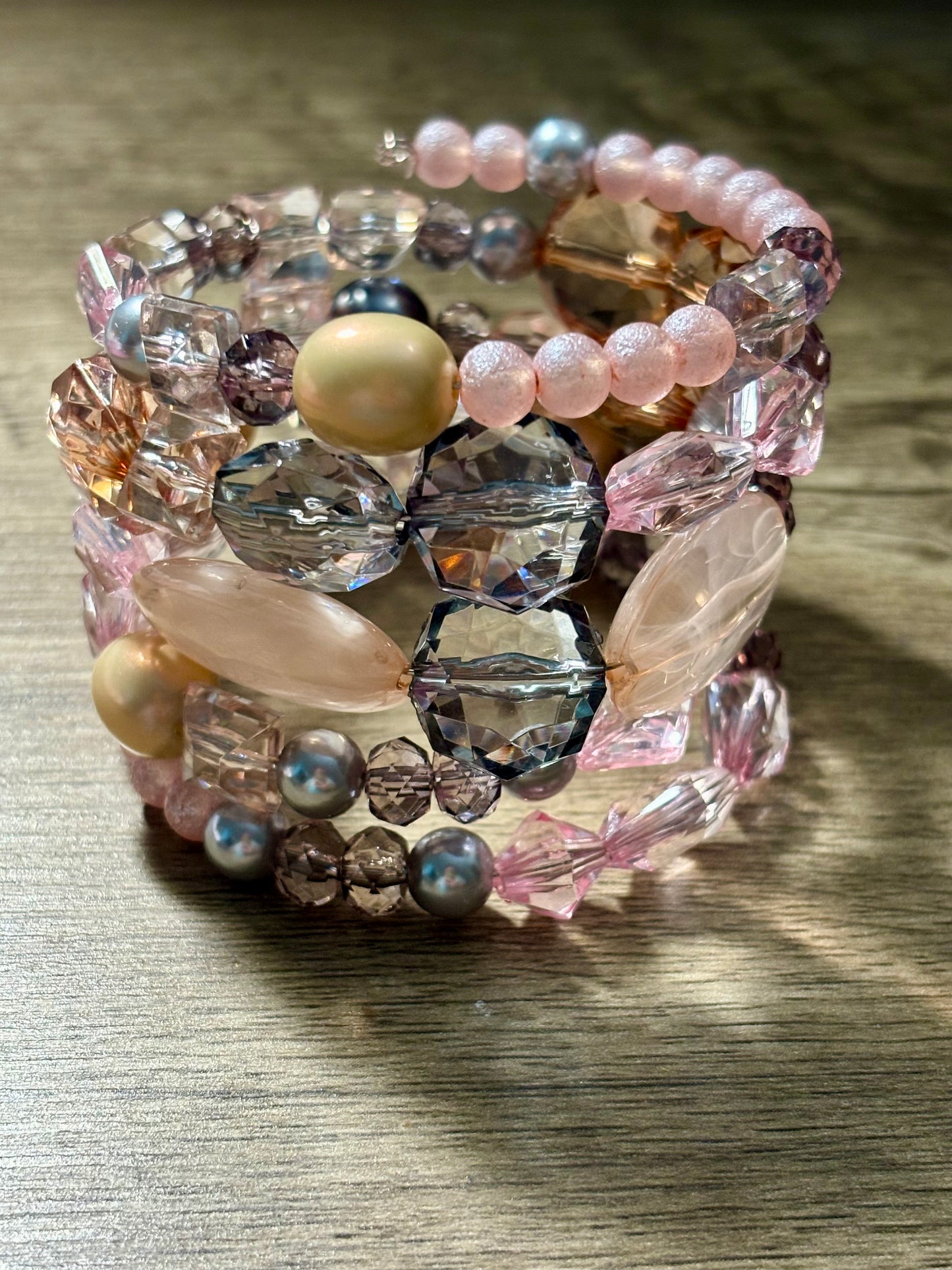 Crystal Waters - Beachy Boho Wire Wrap Bracelet Stack