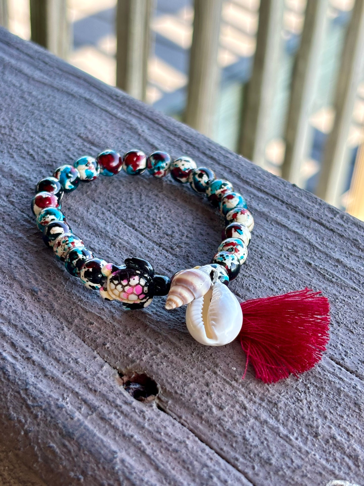 Sea Turtle Single Beaded Bracelet (choose color)