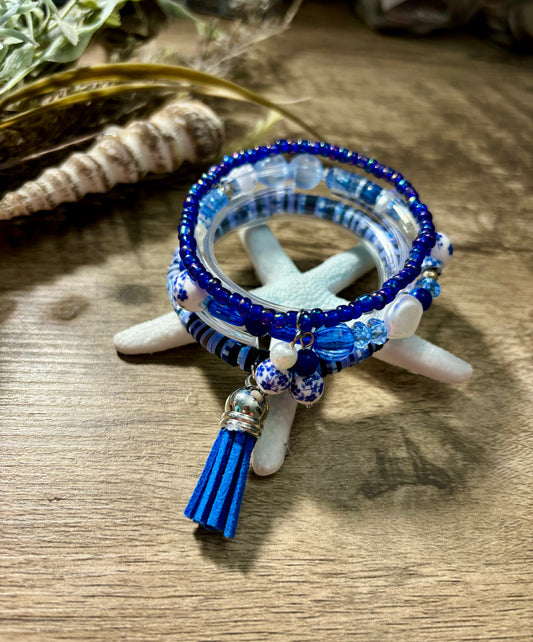 Blue Ocean - Beachy Boho Stacked Bracelet Set