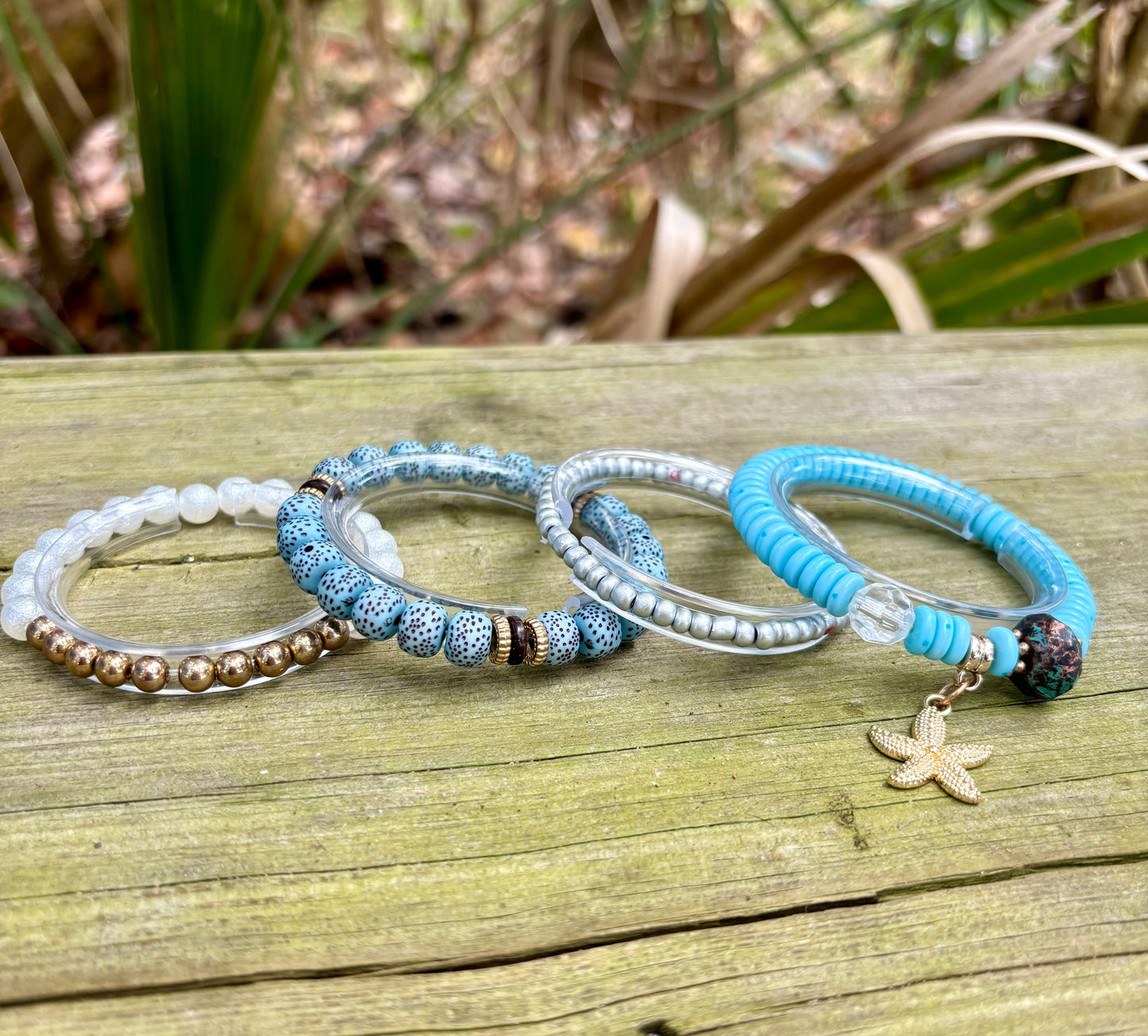 Seaside Vibes - Stack of 4 Beachy Boho Bracelets