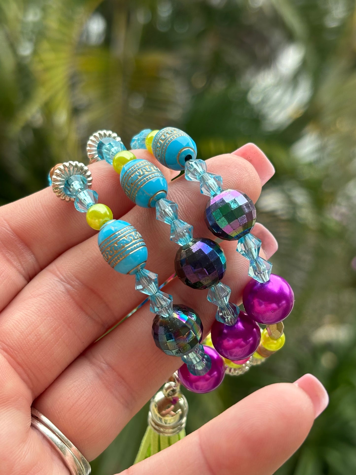 Tropical Party - Beachy Boho wire wrapped Bracelet Stack