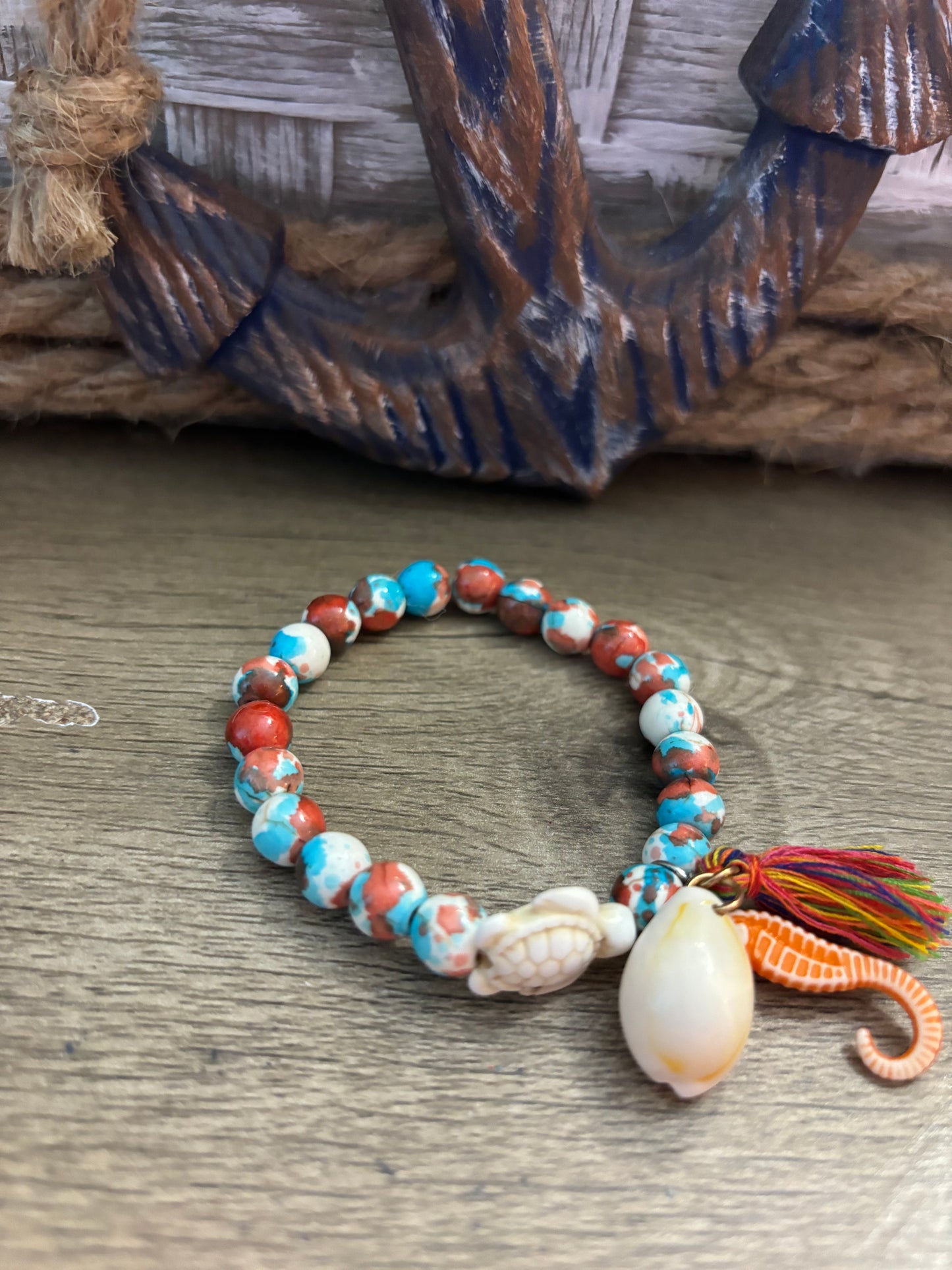 Sea Turtle Single Beaded Bracelet (choose color)