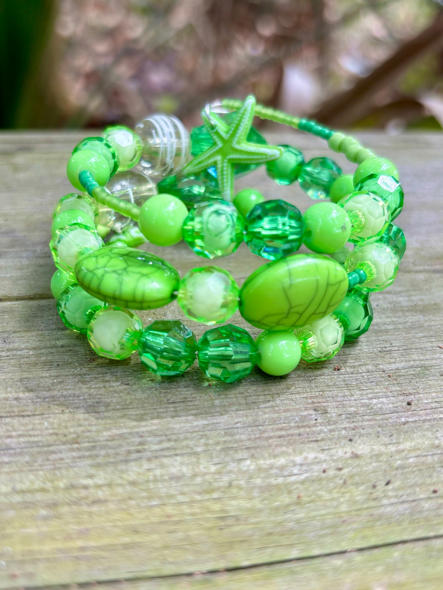 Key Lime - Beachy Boho Wire Wrapped Bracelet Stack