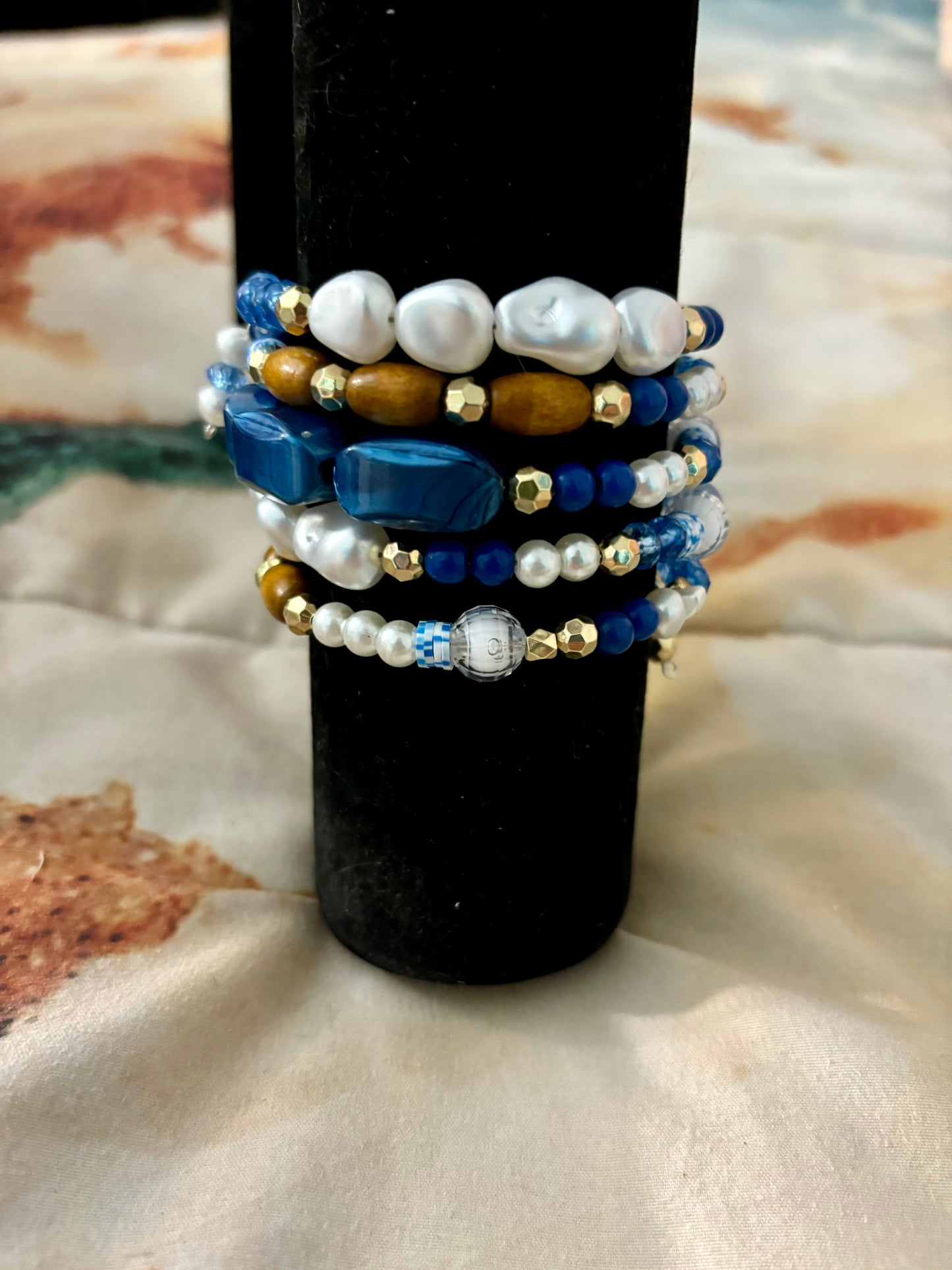 Blue Ocean - Beachy Boho Wire Wrap Bracelet Stack