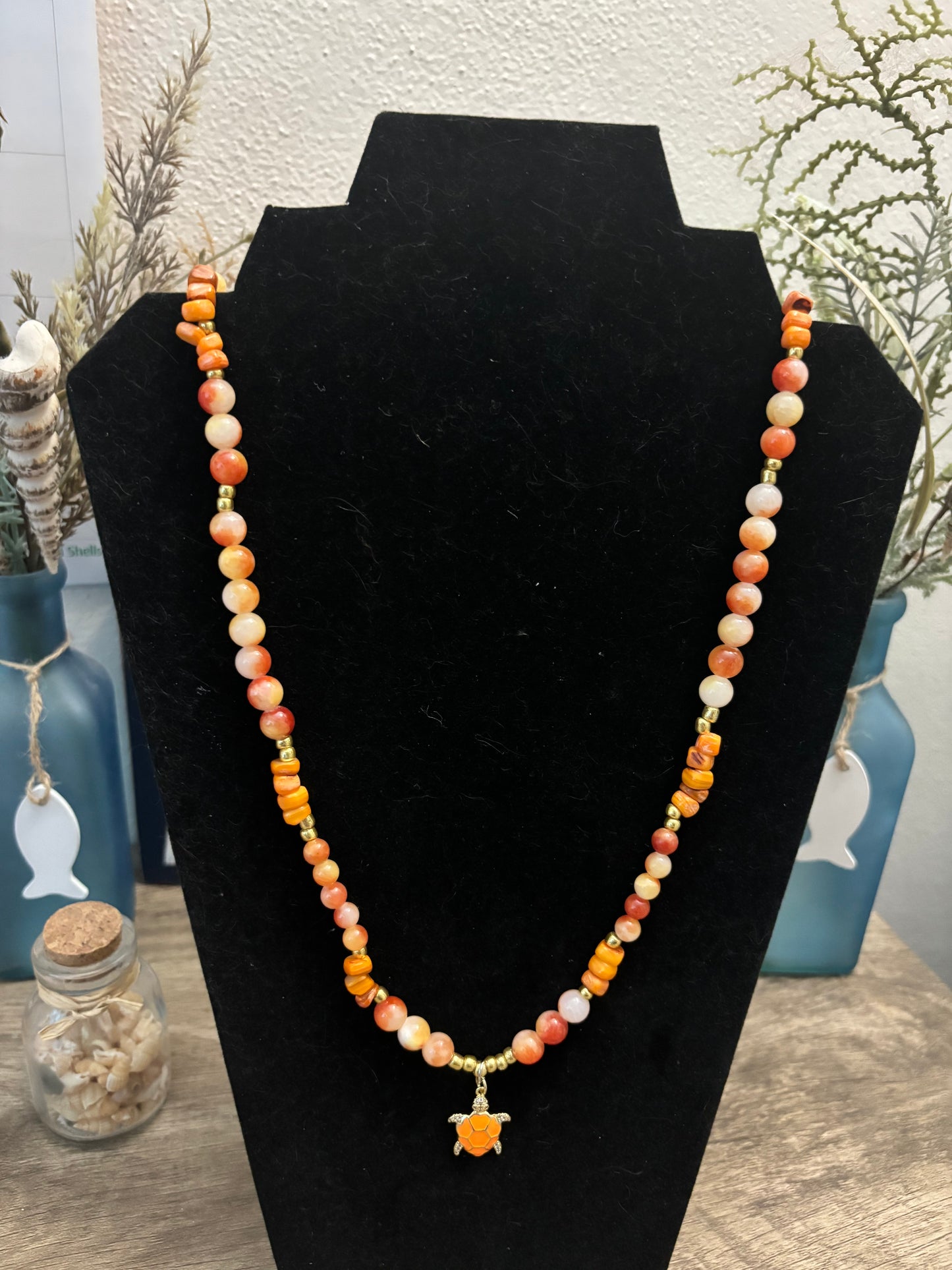 Sea Turtle - Long Beaded Necklace