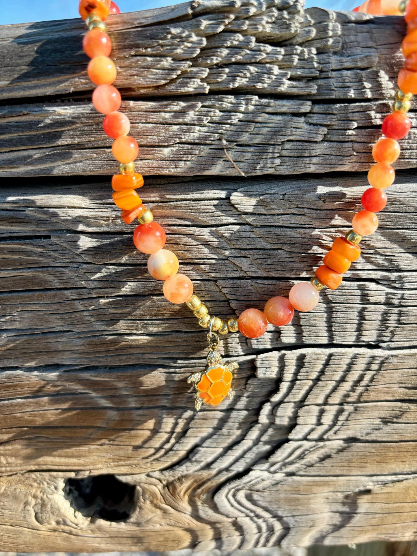 Sea Turtle - Long Beaded Necklace