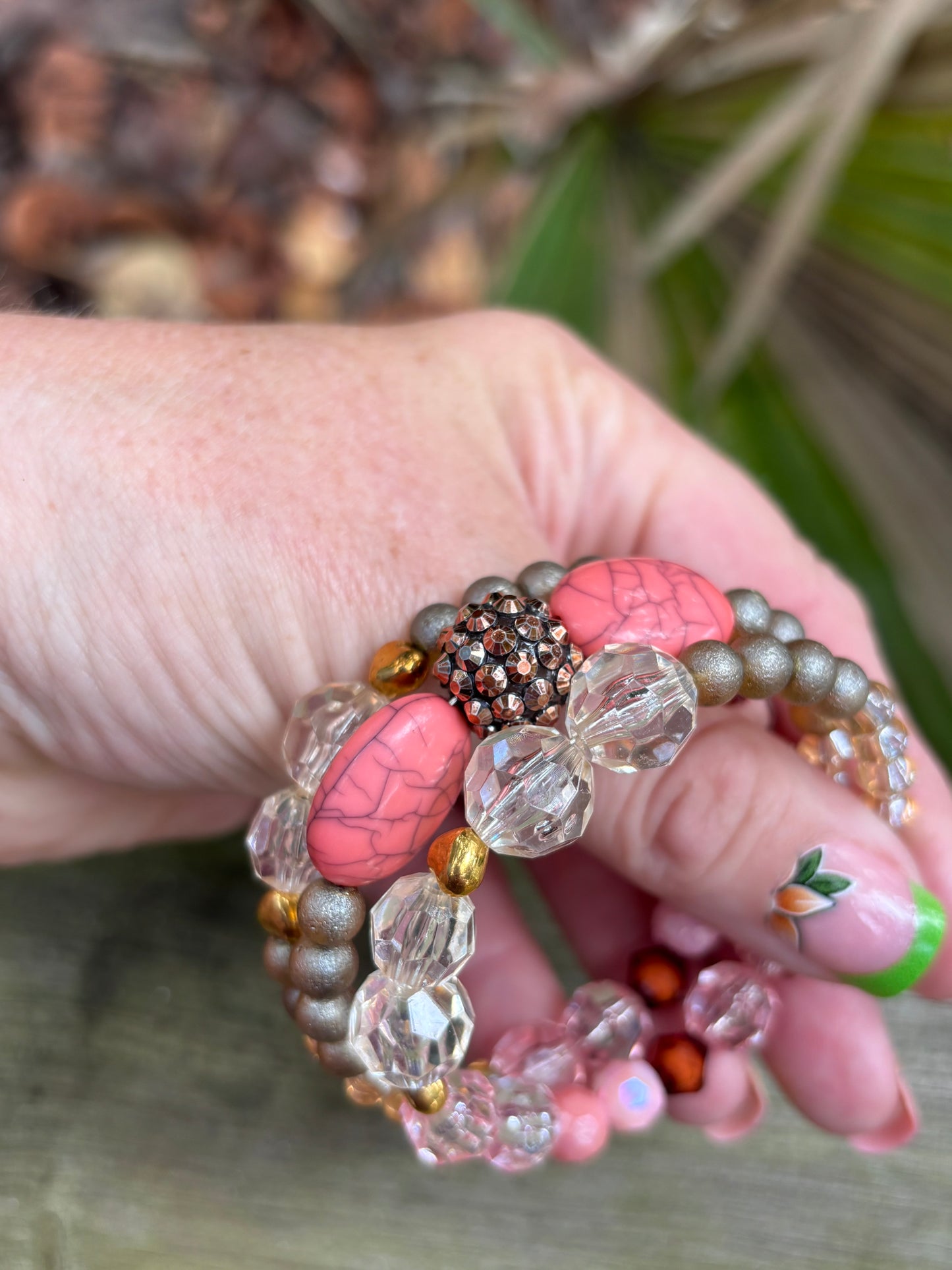 Tropical Sunset - Beachy Boho Wire Wrap Bracelet Stack