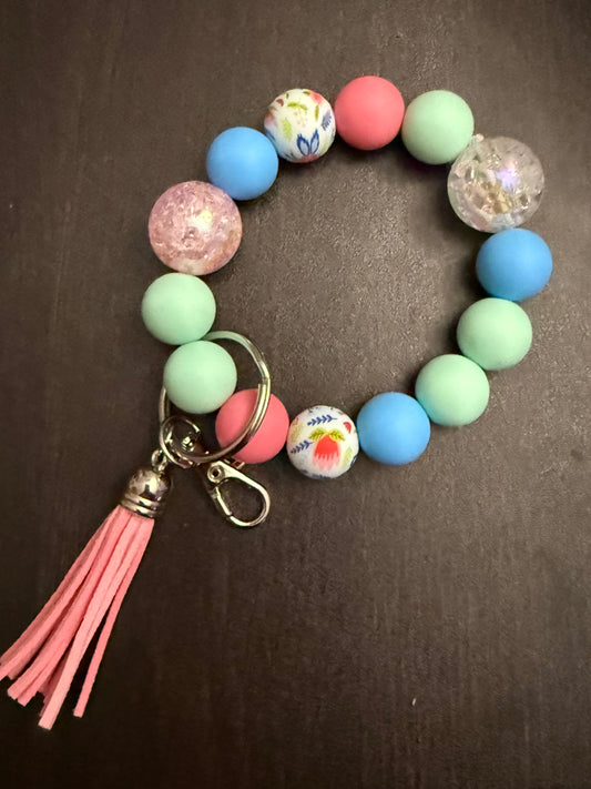 Champagne - Beaded Wristlet Keychain