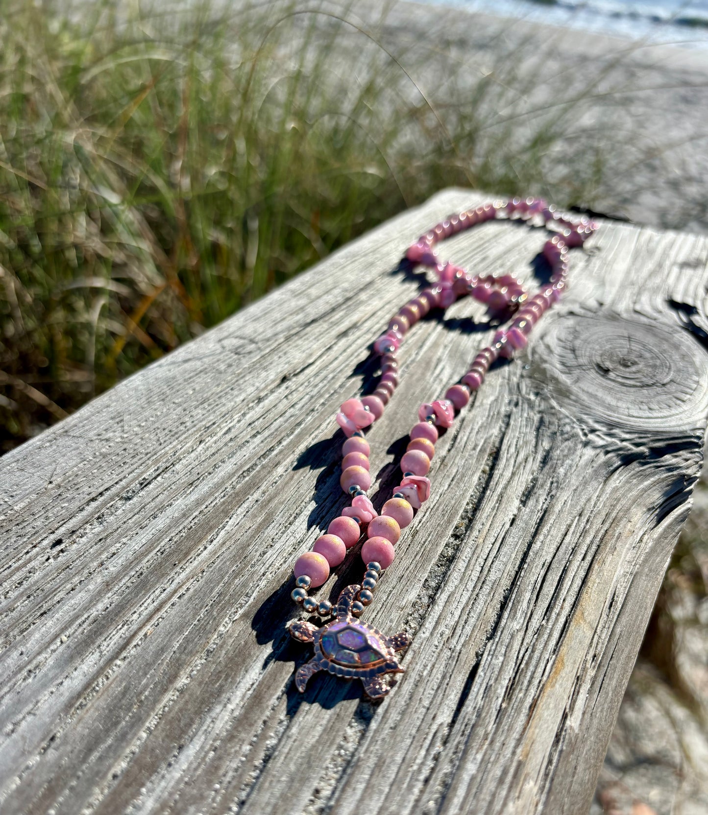 Sea Turtle - Long Beaded Necklace