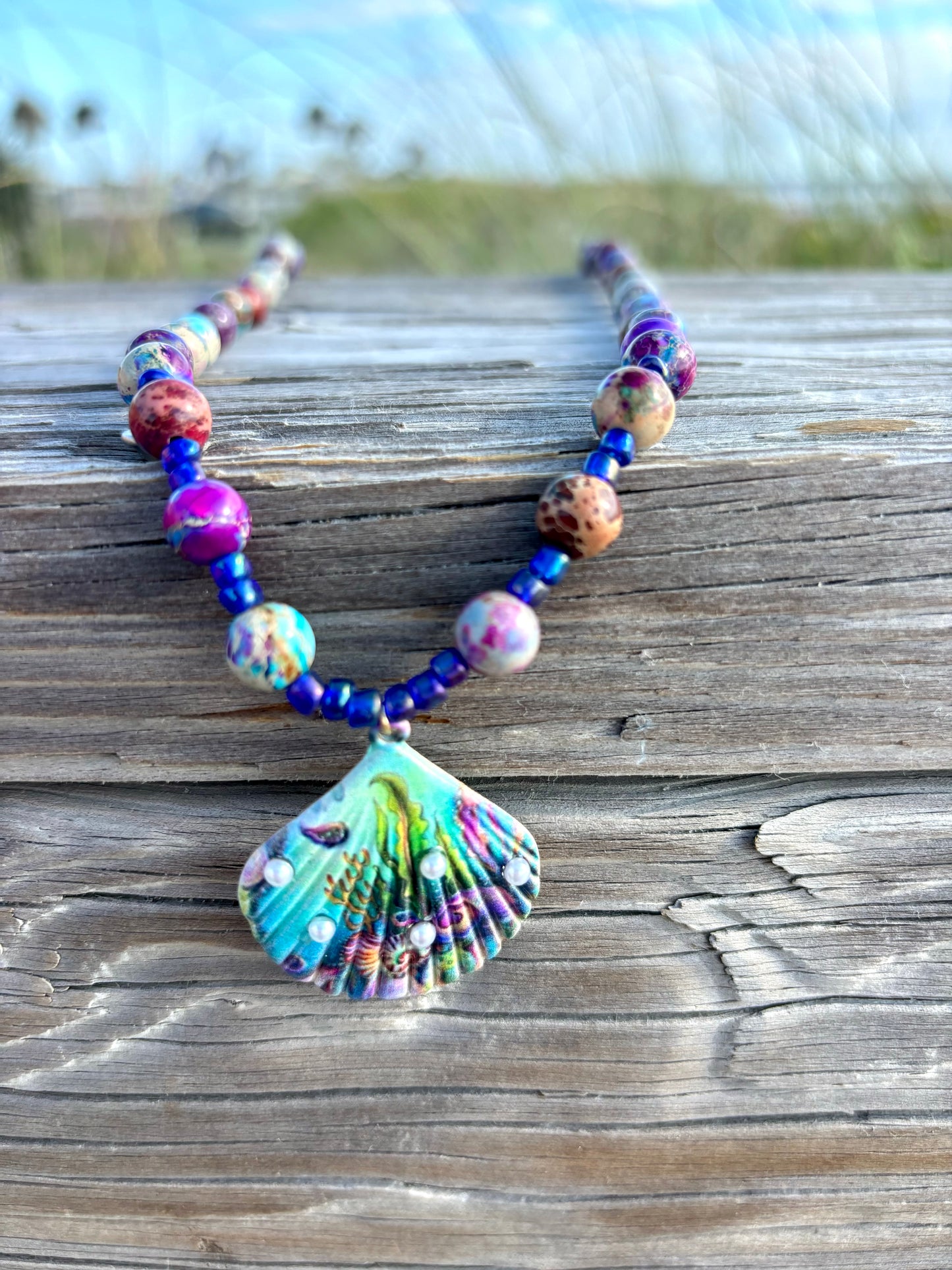 The Beach At Dusk - Beaded Necklace