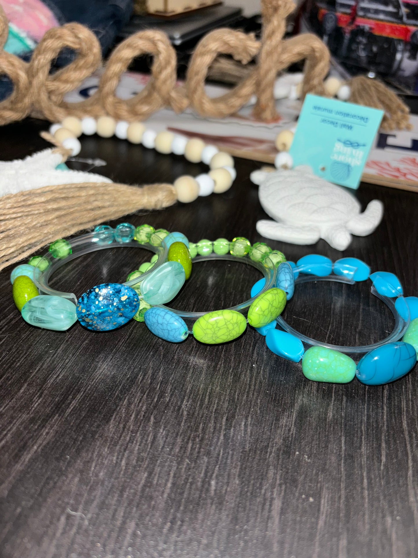 Ocean Water - Beachy Boho 3 Piece Beaded Bracelet Stack