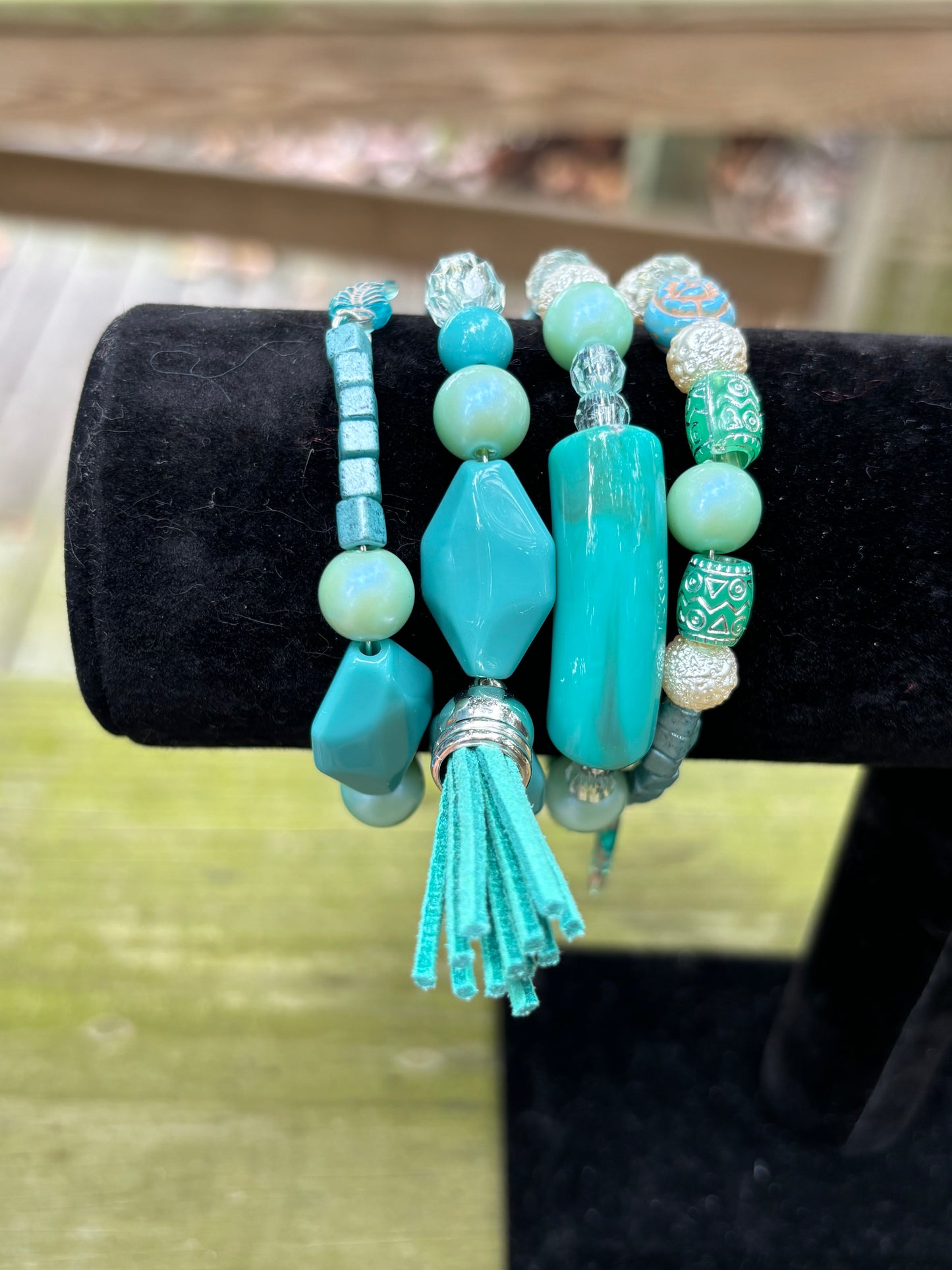 Turquoise Waters - Beachy Boho Wire Wrapped Bracelet Stack