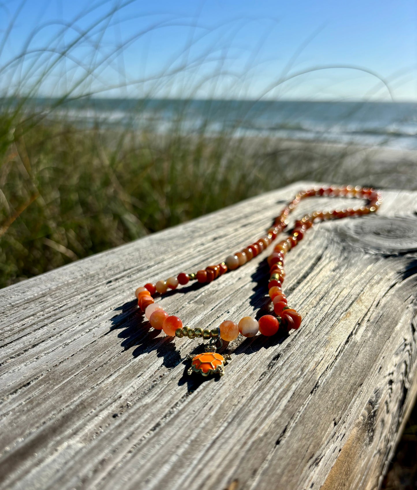 Sea Turtle - Long Beaded Necklace