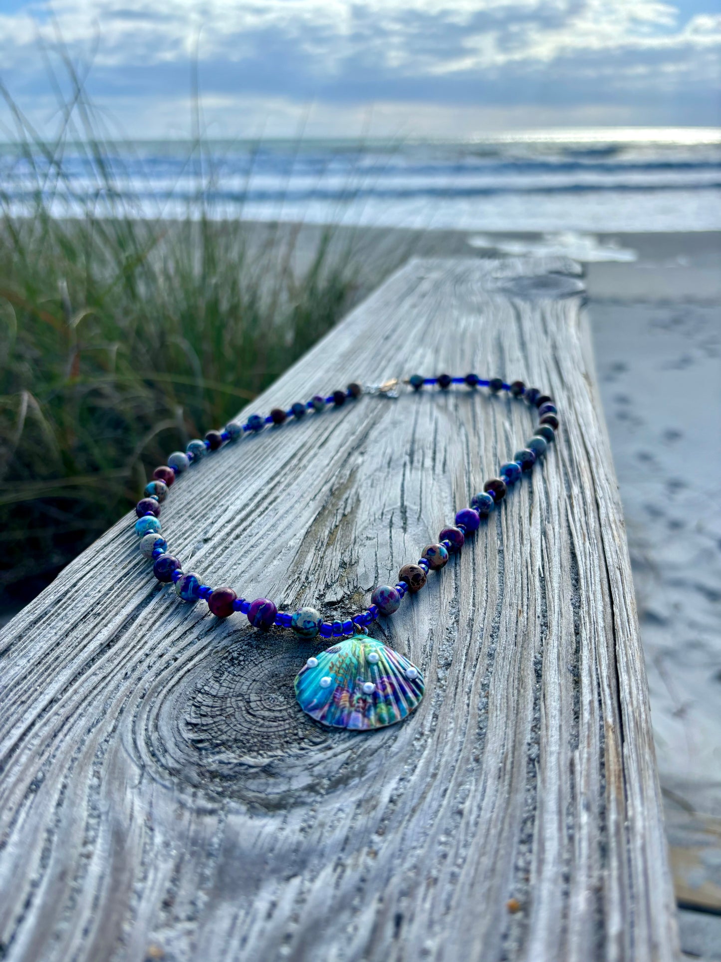 The Beach At Dusk - Beaded Necklace