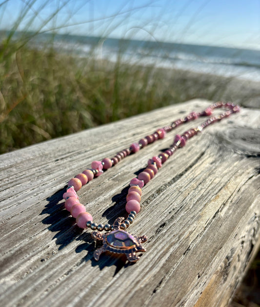 Sea Turtle - Long Beaded Necklace