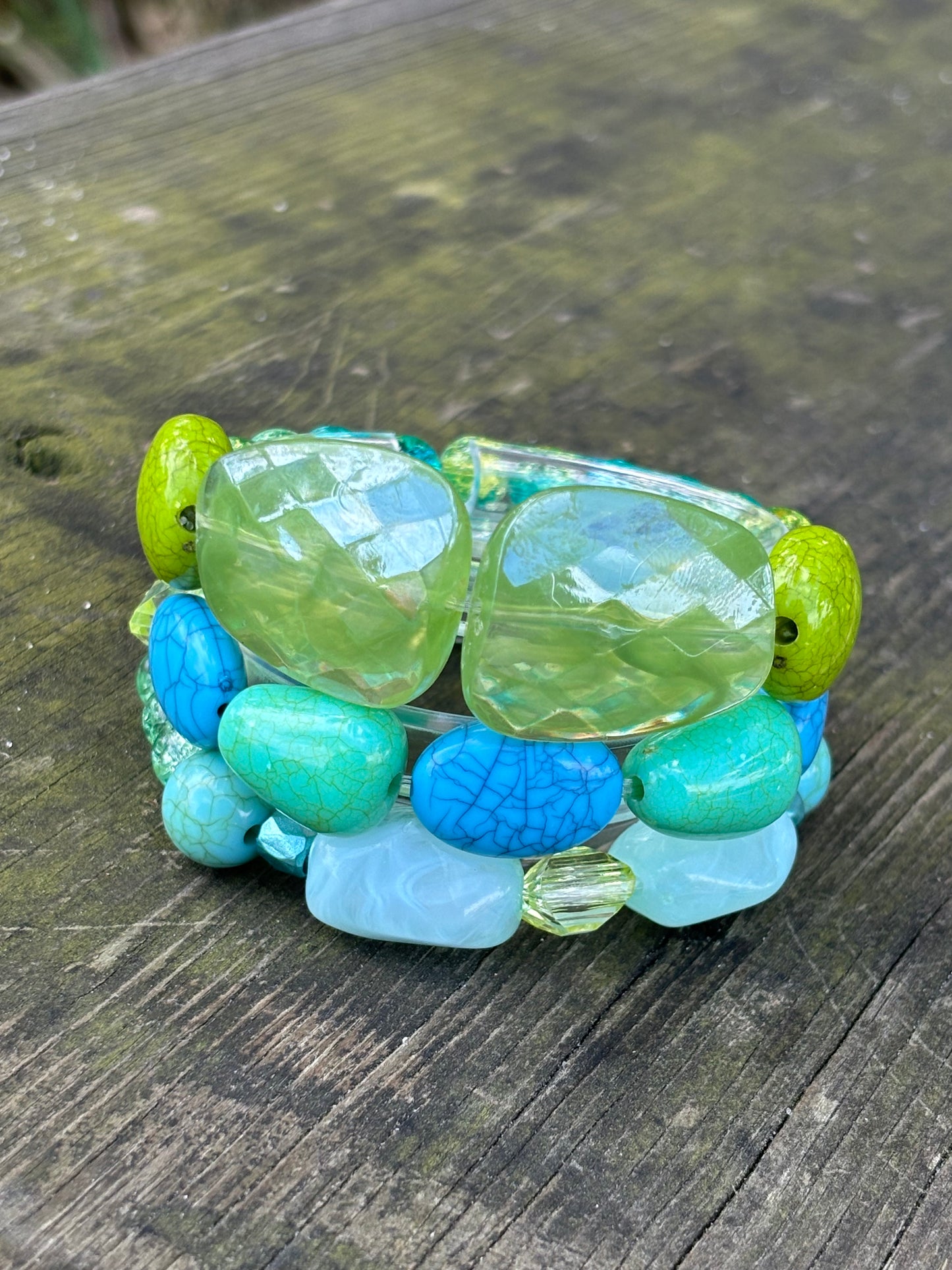 Tropical Limeade - Beachy Boho Stacked Beaded Bracelets set of 3