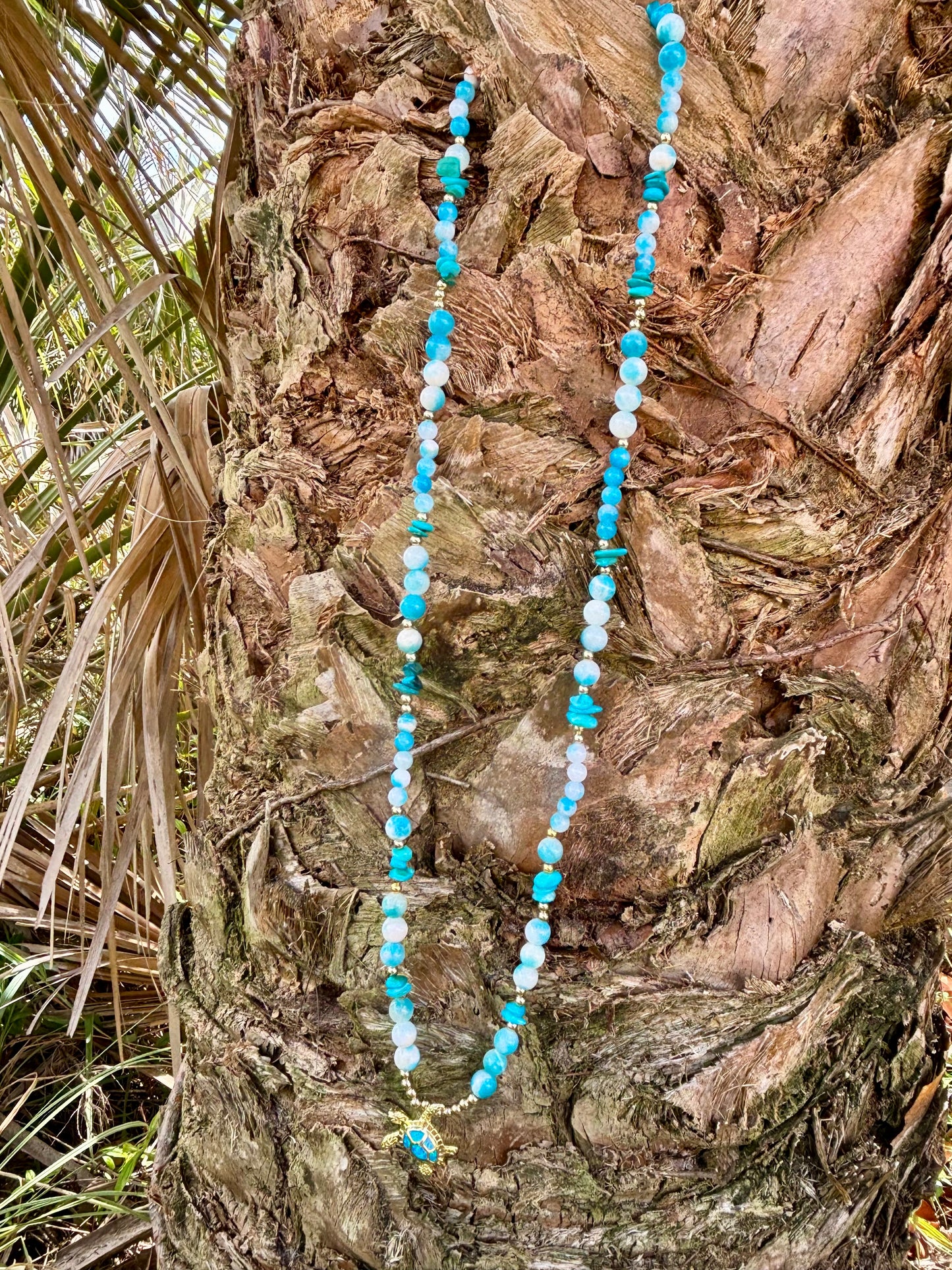 Sea Turtle - Long Beaded Necklace