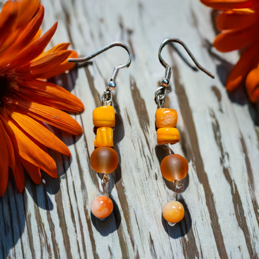 Orange Crush - Beaded Dangle Earrings