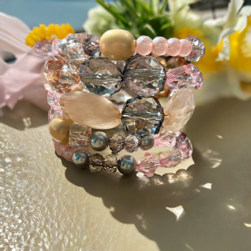 Crystal Waters - Beachy Boho Wire Wrap Bracelet Stack