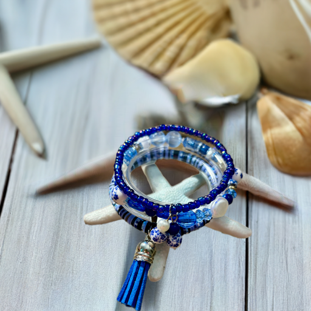 Blue Ocean - Beachy Boho Stacked Bracelet Set